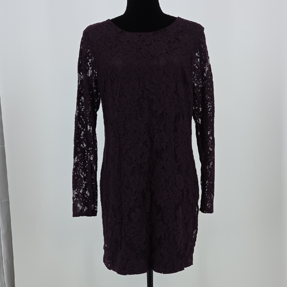 Apt. 9 Women's Long Sleeve Lace Dress - Dark Purple